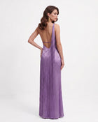 Fringe One Shoulder Maxi Dress - Purple
