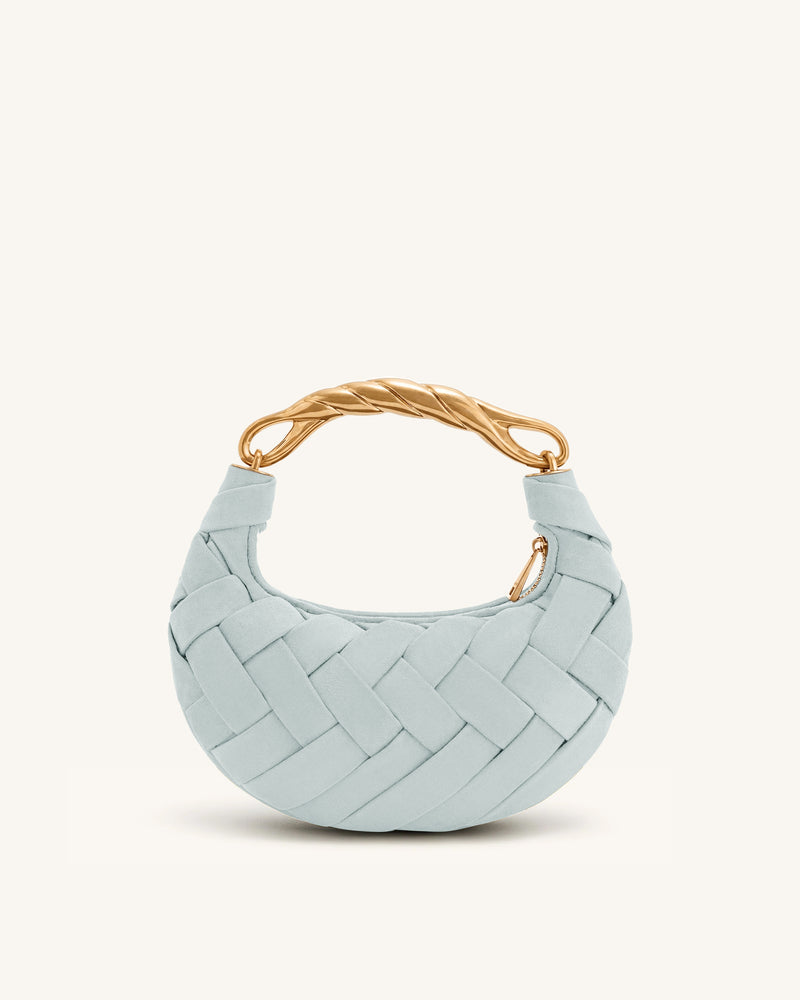 Orla Faux Suede Woven Handbag - Light Blue