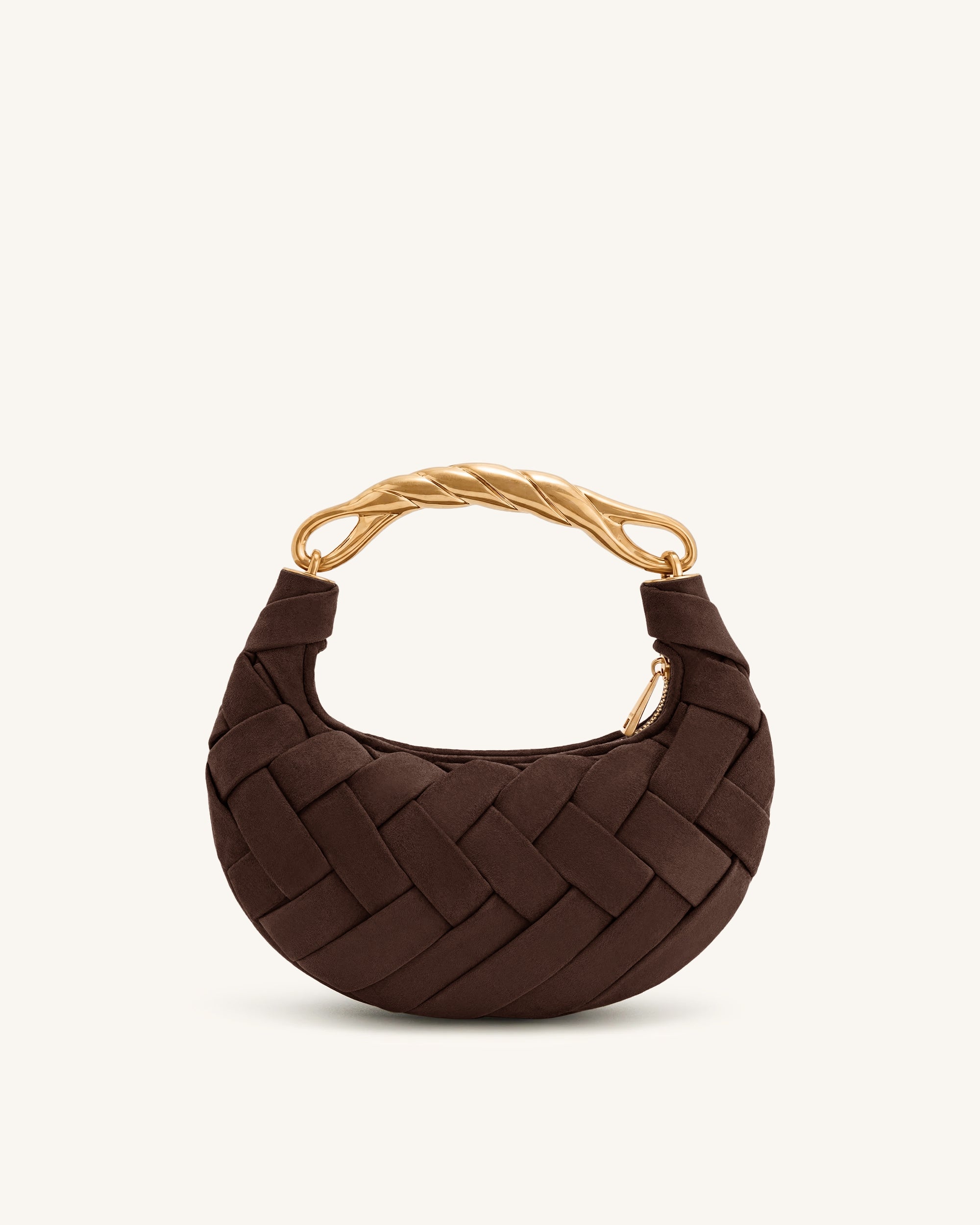 Orla Faux Suede Weave Handbag - Dark Brown