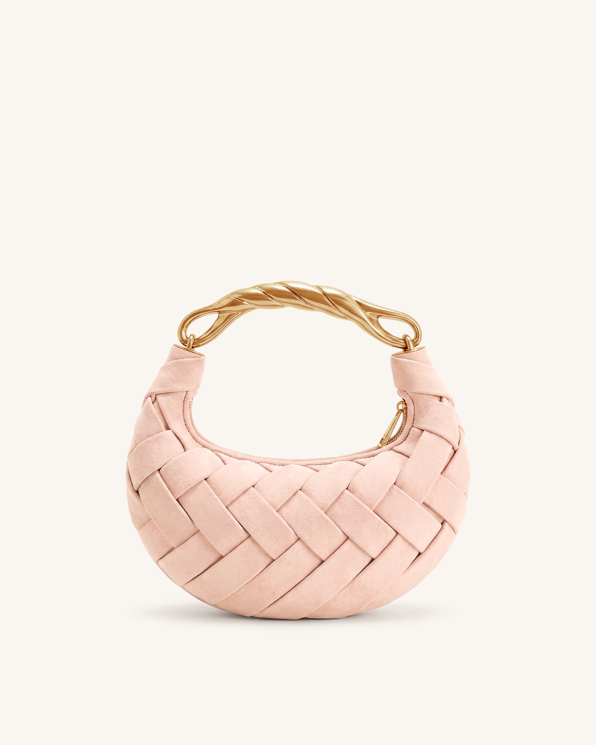 Orla Faux Suede Woven Handbag - Light Pink