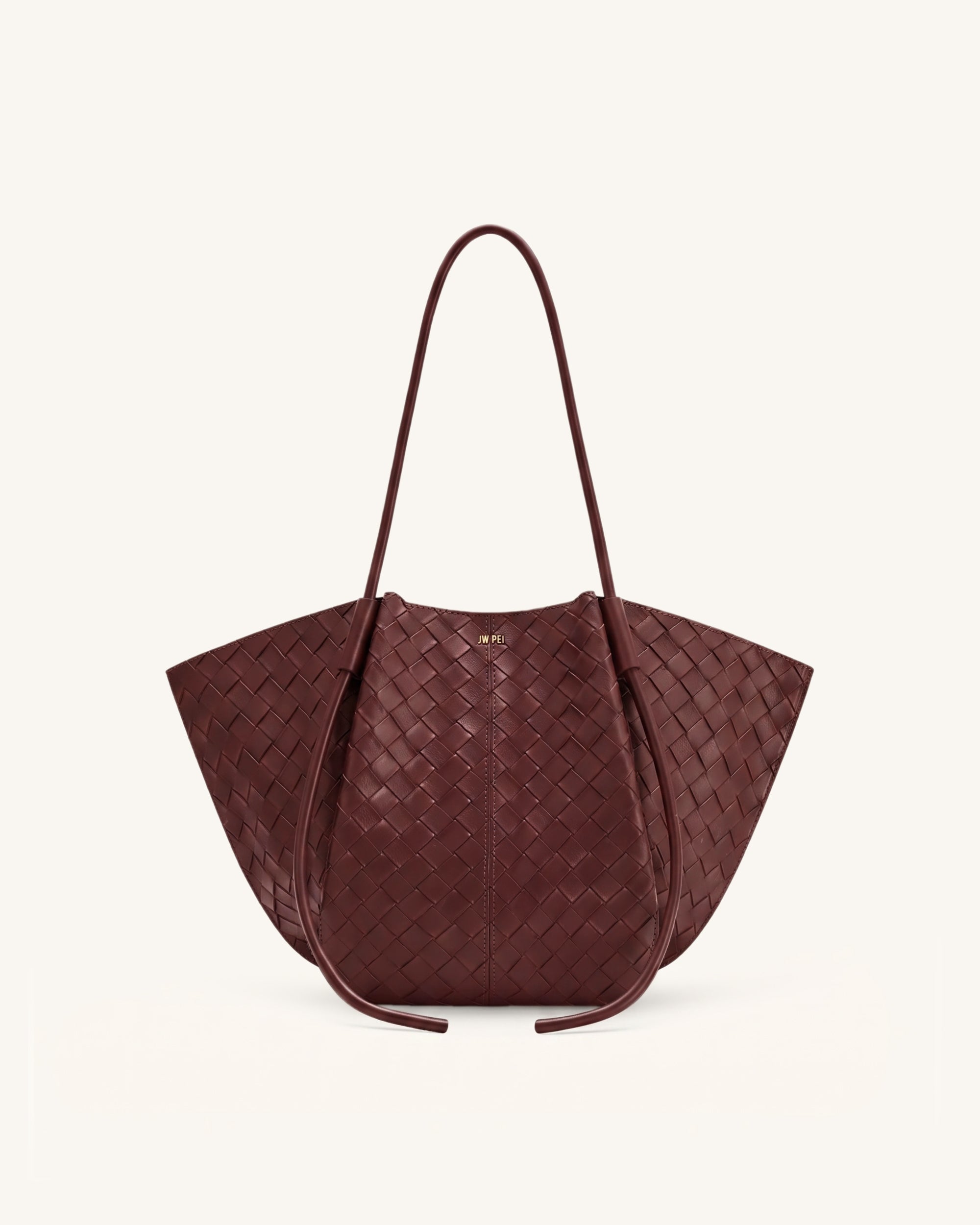 Nala Woven Texture Wide Tote Bag - Dark Burgundy