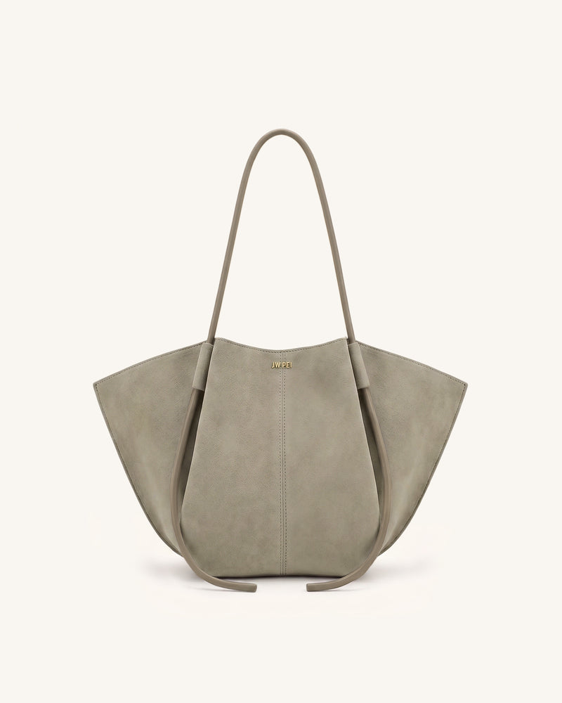 Nala Faux Suede Wide Tote Bag - Grey