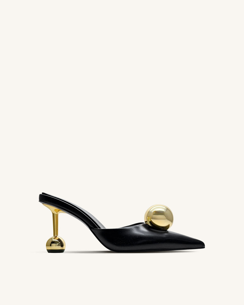 Sofia Sphere Heel Mules - Black