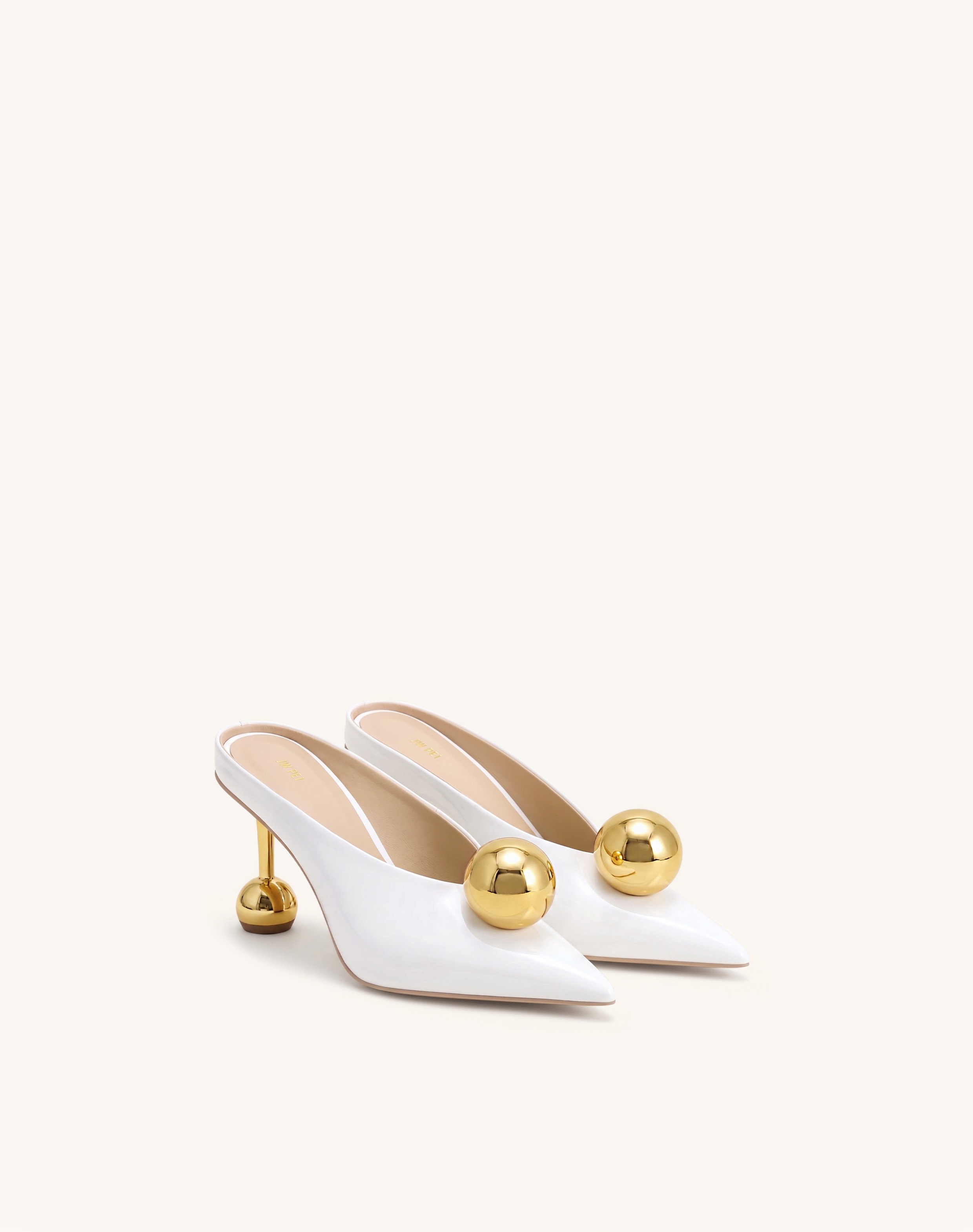 Sofia Angled Vamp Heel Mules - White