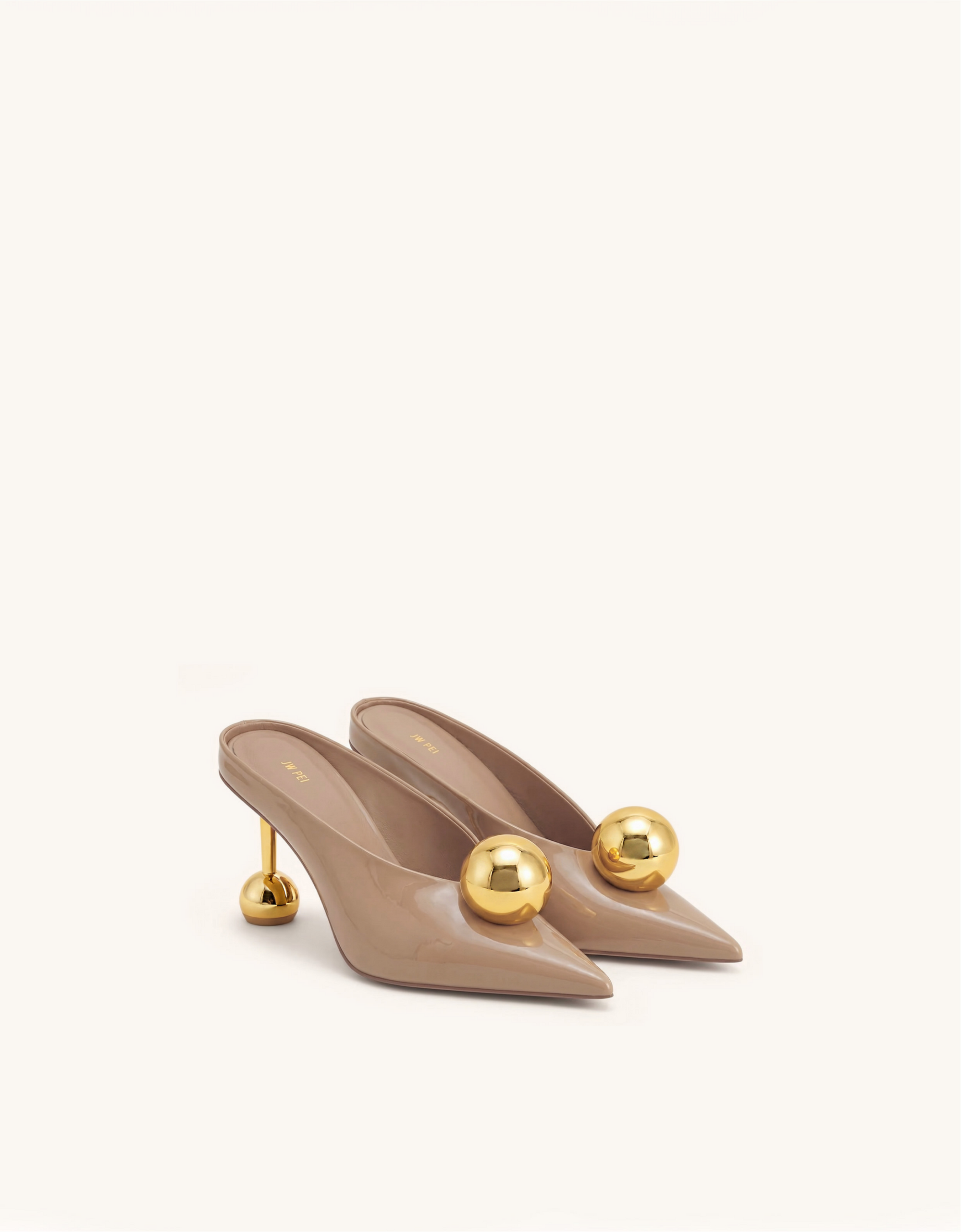 Sofia Angled Vamp Heel Mules - Khaki
