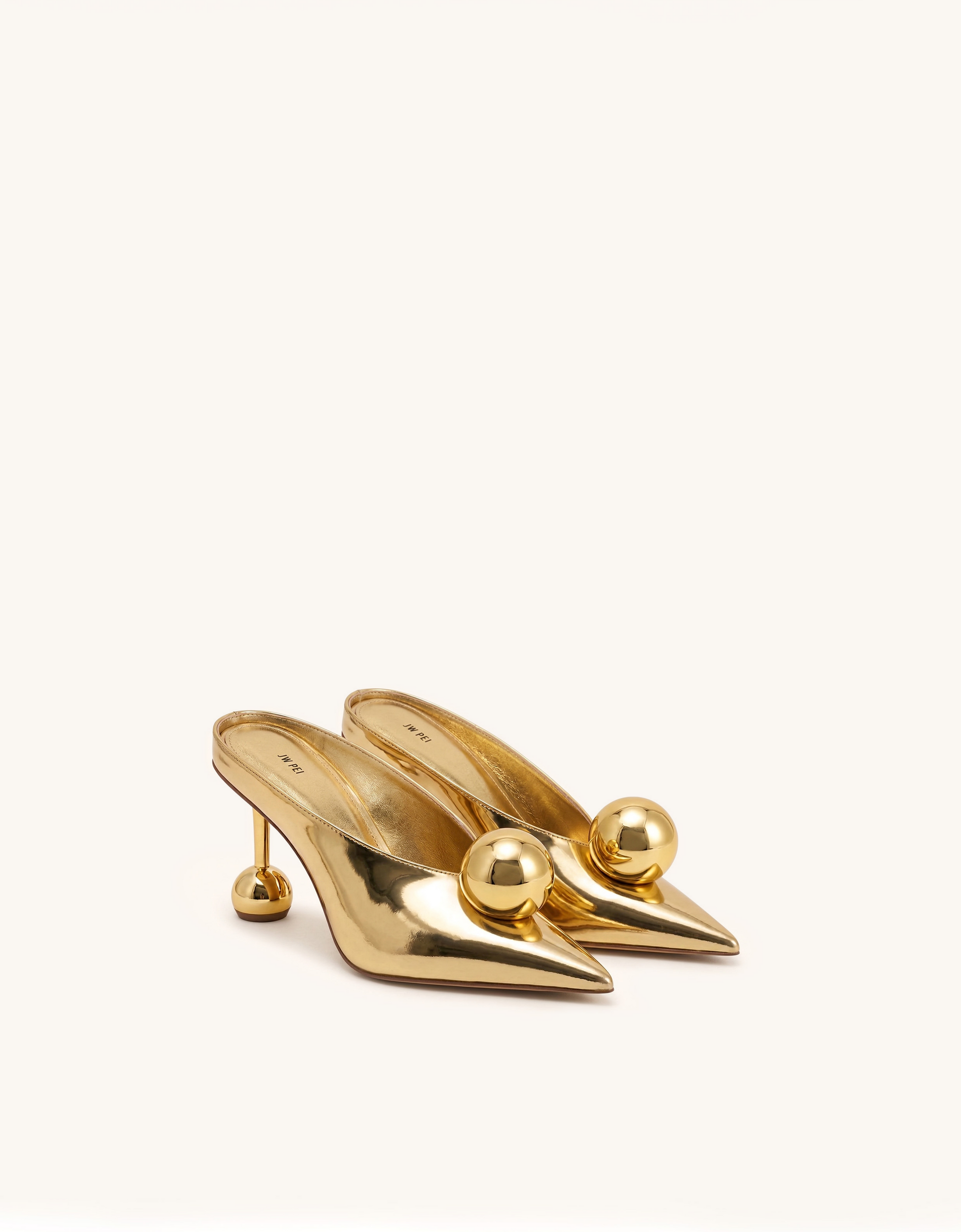 Sofia Angled Vamp Heel Mules - Gold