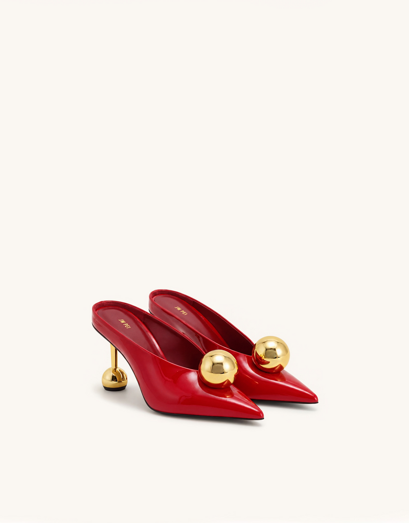 Sofia Angled Vamp Heel Mules - Red