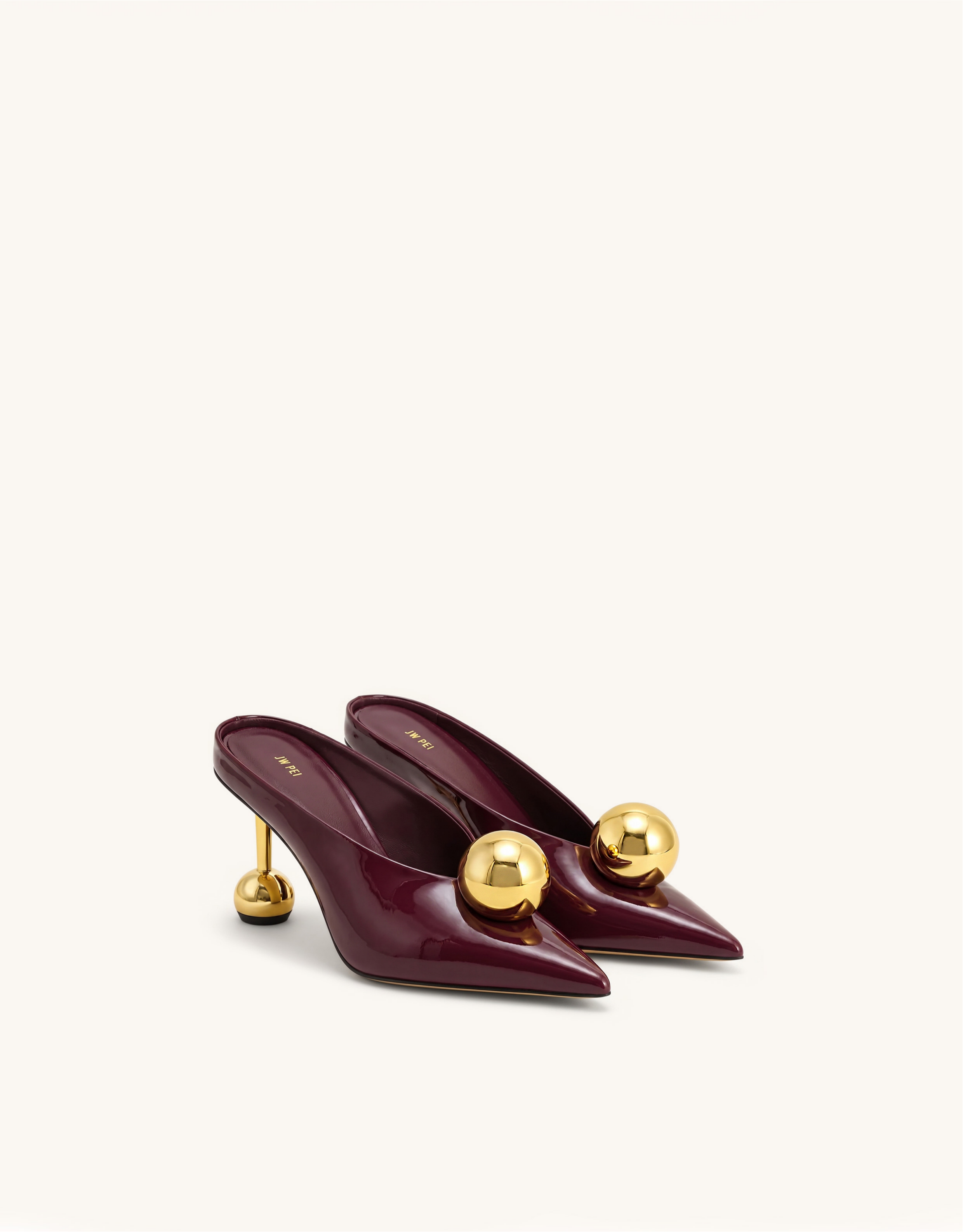Sofia Angled Vamp Heel Mules - Burgundy