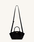 Hana Mini Faux Suede Tote Bag - Black