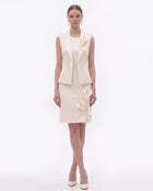 Floral Appliqué Tailored Vest - Ivory
