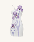 Iris Floral Print Strappy Bodycon Mini Dress - White