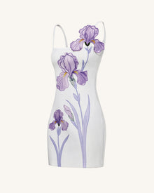 Iris Floral Print Strappy Bodycon Mini Dress - White