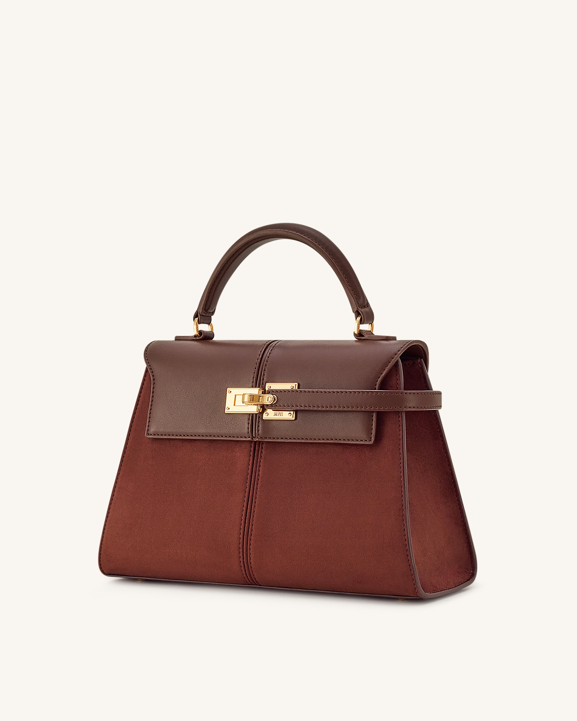 Elise Large Faux Suede Top Handle Bag - Mocha Brown | JW PEI