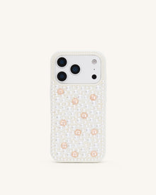 Pearl Embellished Phone Case - White