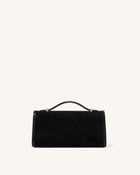 Delphine Faux Suede Top Handle Bag - Black