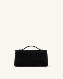 Delphine Faux Suede Top Handle Bag - Black