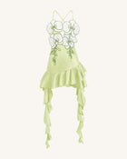 Orchid Embroidered Ruffle Hem Mini Dress - Light Green