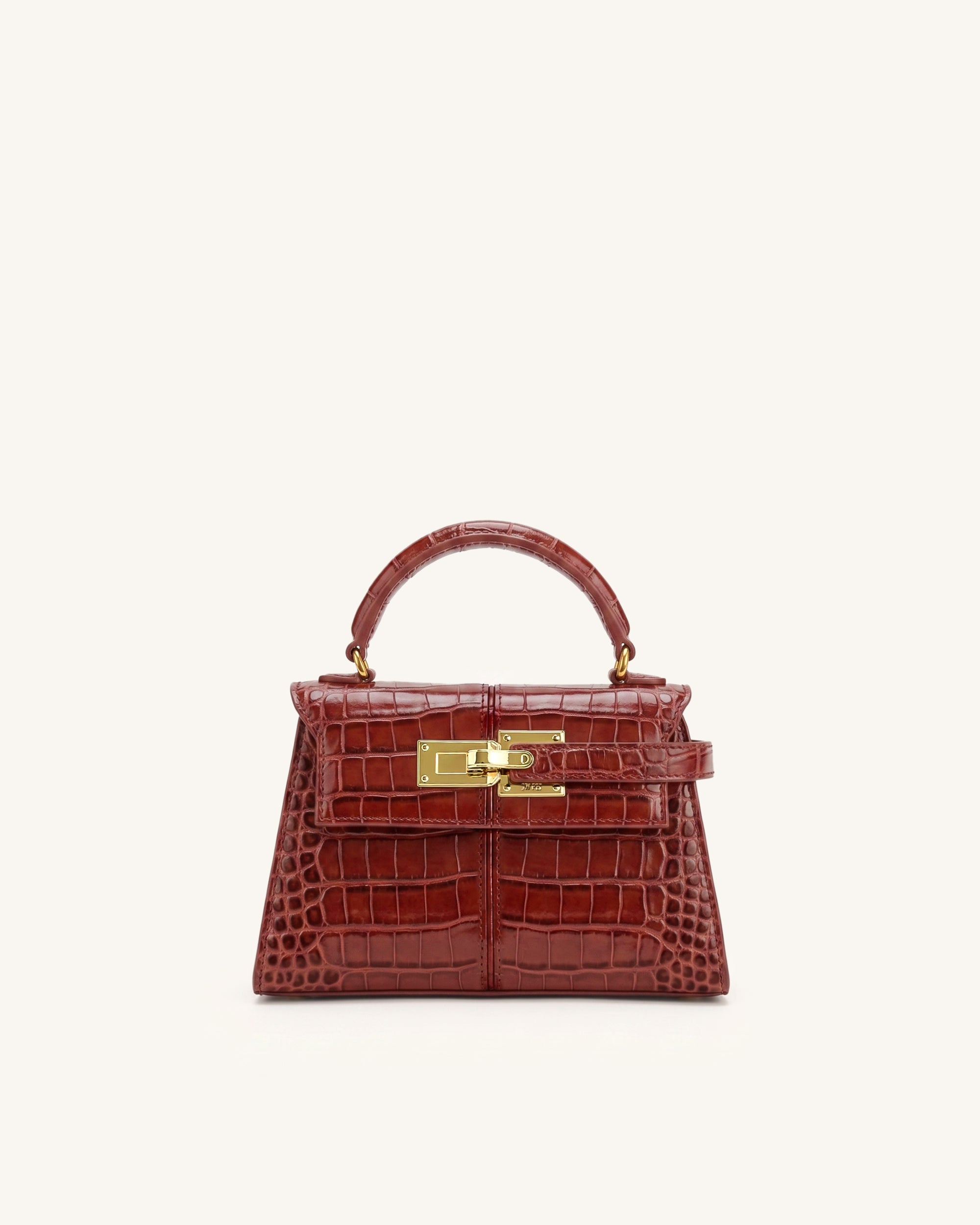 Elise Top Handle Bag - Burgundy Croc