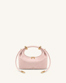 Ellie Faux Suede Metal Ring Embellished Top Handle Bag - Pink