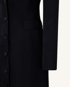Structured Shoulder Fitted Lapel Maxi Coat - Black