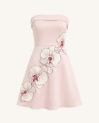 Orchid Embroidered Strapless A-Line Midi Dress - Blush Pink