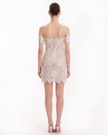 Off Shoulder Lace Mini Dress - White