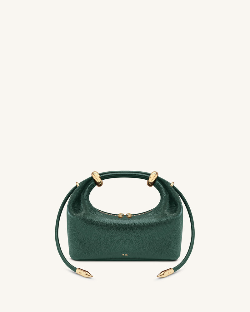 Ellie Metal Ring Embellished Top Handle Bag - Forest Green