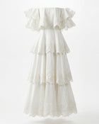 Orchid Embroidered Tiered Off-Shoulder Maxi Dress - White