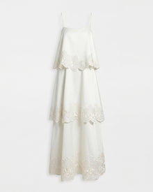 Orchid Embroidered Tiered Maxi Dress - White