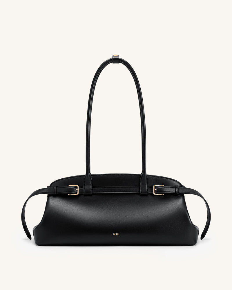 Arden Belt Detail East-West Shoulder Bag - Black
