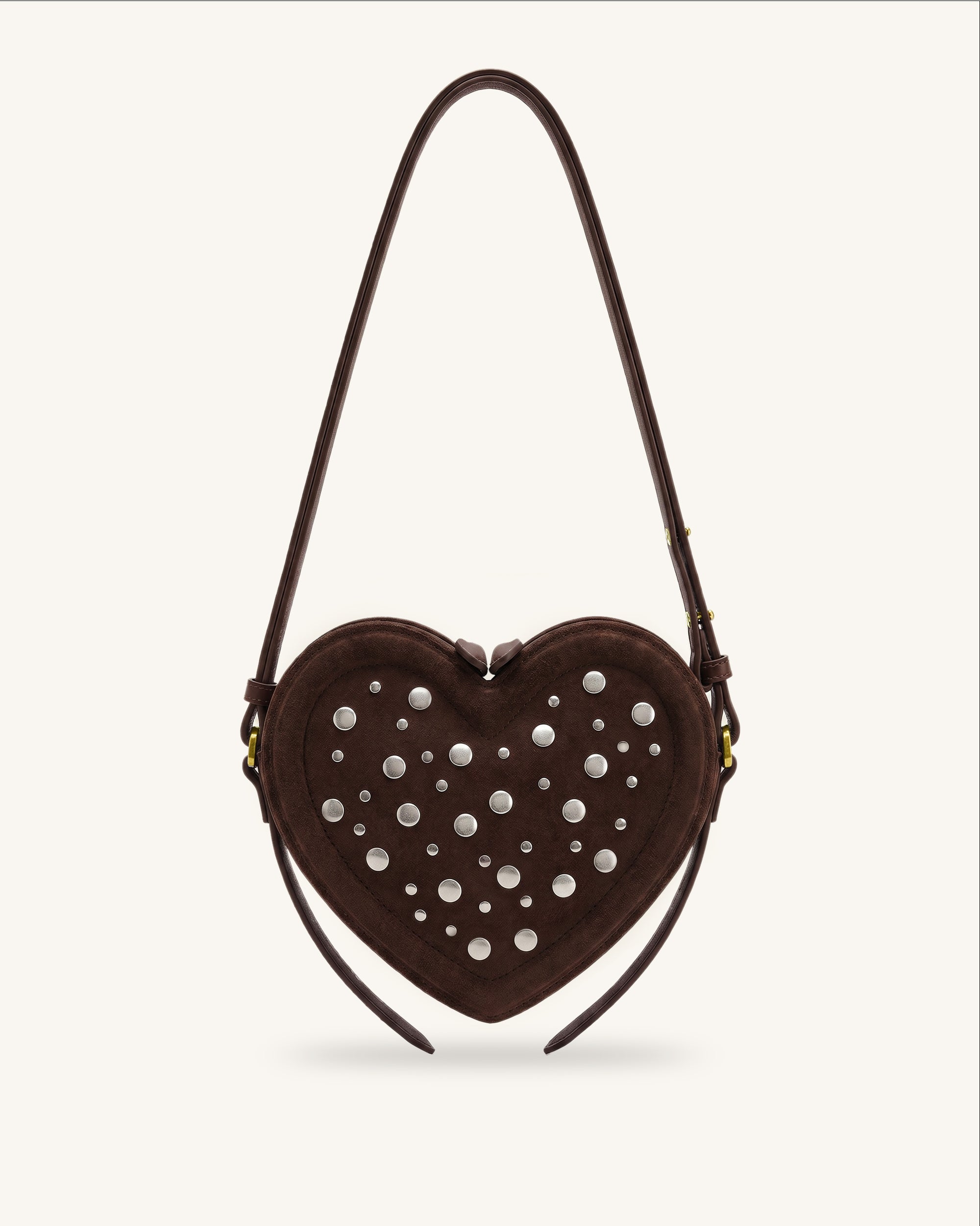Arlene Faux Suede Heart Shape Crossbody Bag - Sandalwood Brown