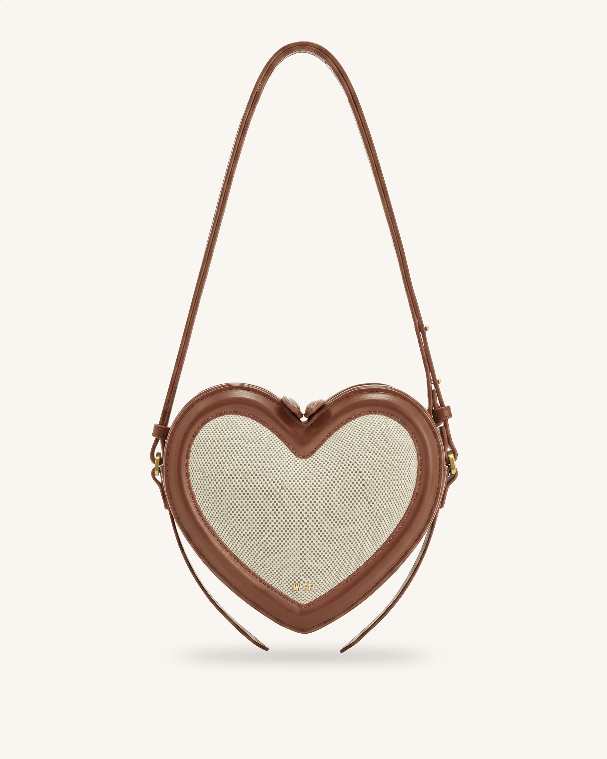 Arlene Heart Shaped Crossbody Bag - Brown Canvas