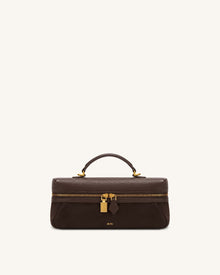 Cleo Faux Suede Vanity Bag - Dark Brown