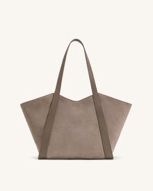 Kiana Large Capacity Faux Suede Tote Bag - Taupe