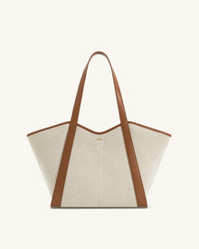 Kiana Large Capacity Tote Bag - Brown Canvas
