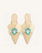 Sofia Orchid Sphere Heel Mules - Beige