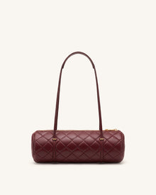 Marcella Quilted Cylinder Shoulder Bag - Burgundy