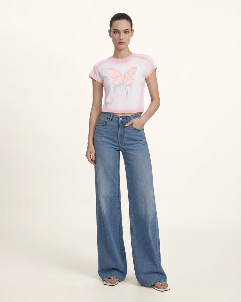 The Pixie Drip Butterfly Tee - Peach Sorbet