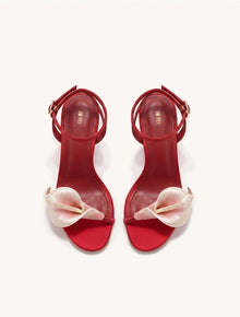 Alivia Calla Lily Gold Metal Heel Sandals - Red