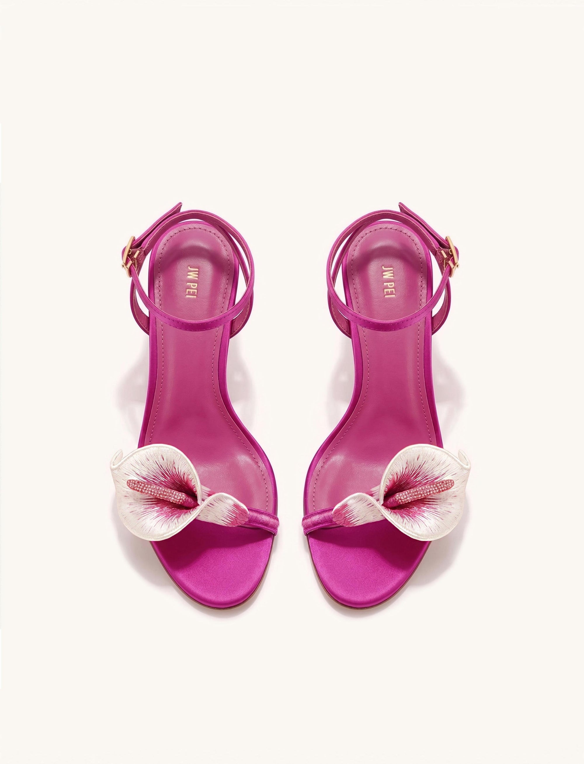 Alivia Calla Lily Gold Metal Heel Sandals - Rose Red