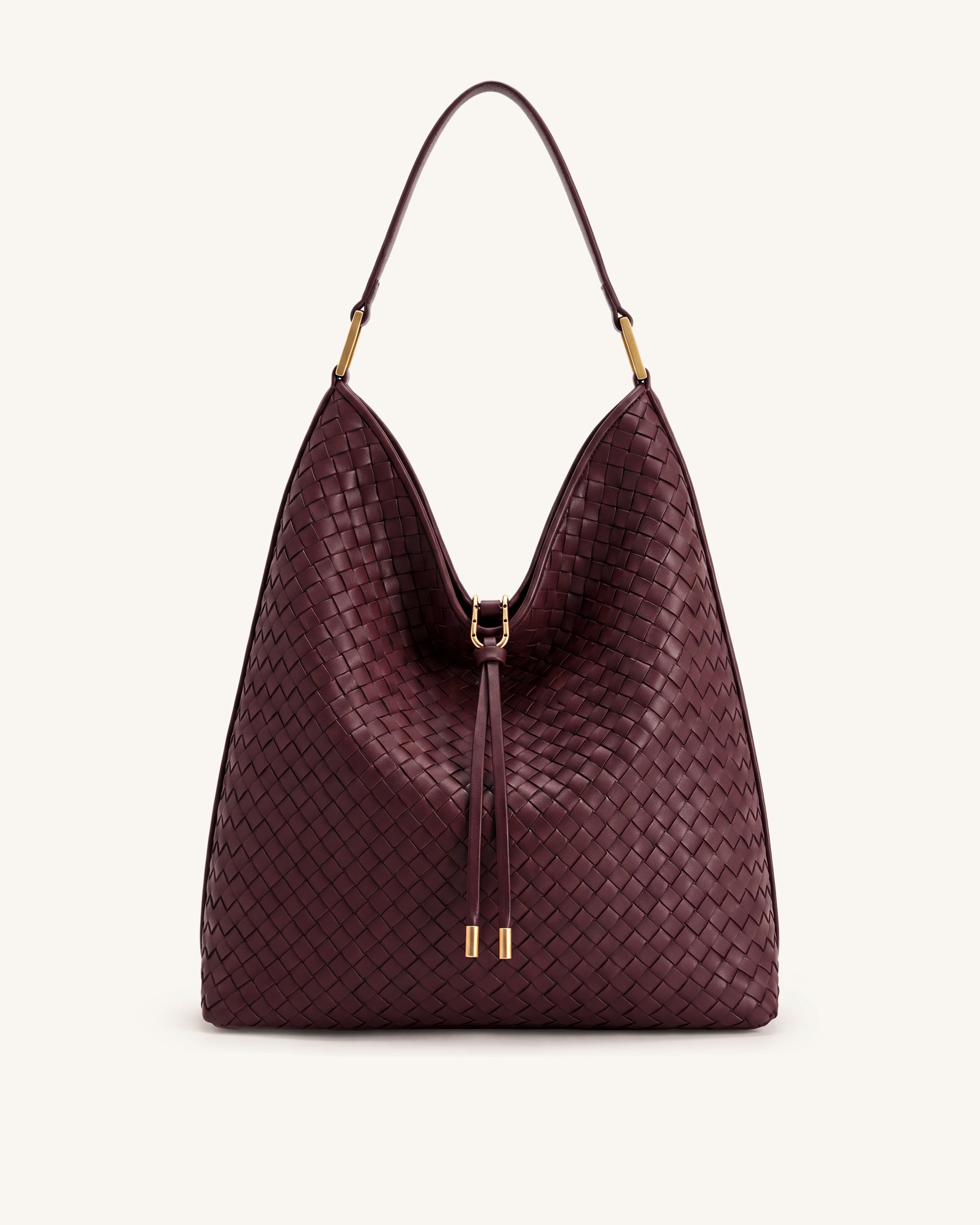 Aria Woven Shoulder Bag - Dark Burgundy