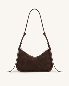 Zirelle Woven Faux Suede Hobo Bag - Brown