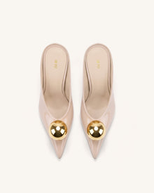 Sofia Angled Vamp Heel Mules - Dusty Pink