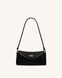 Lucia Asymmetric Flap Shoulder Bag - Black