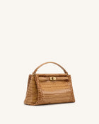 Carmen Top Handle Bag - Khaki Croc
