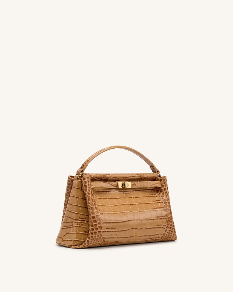 Carmen Top Handle Bag - Khaki Croc