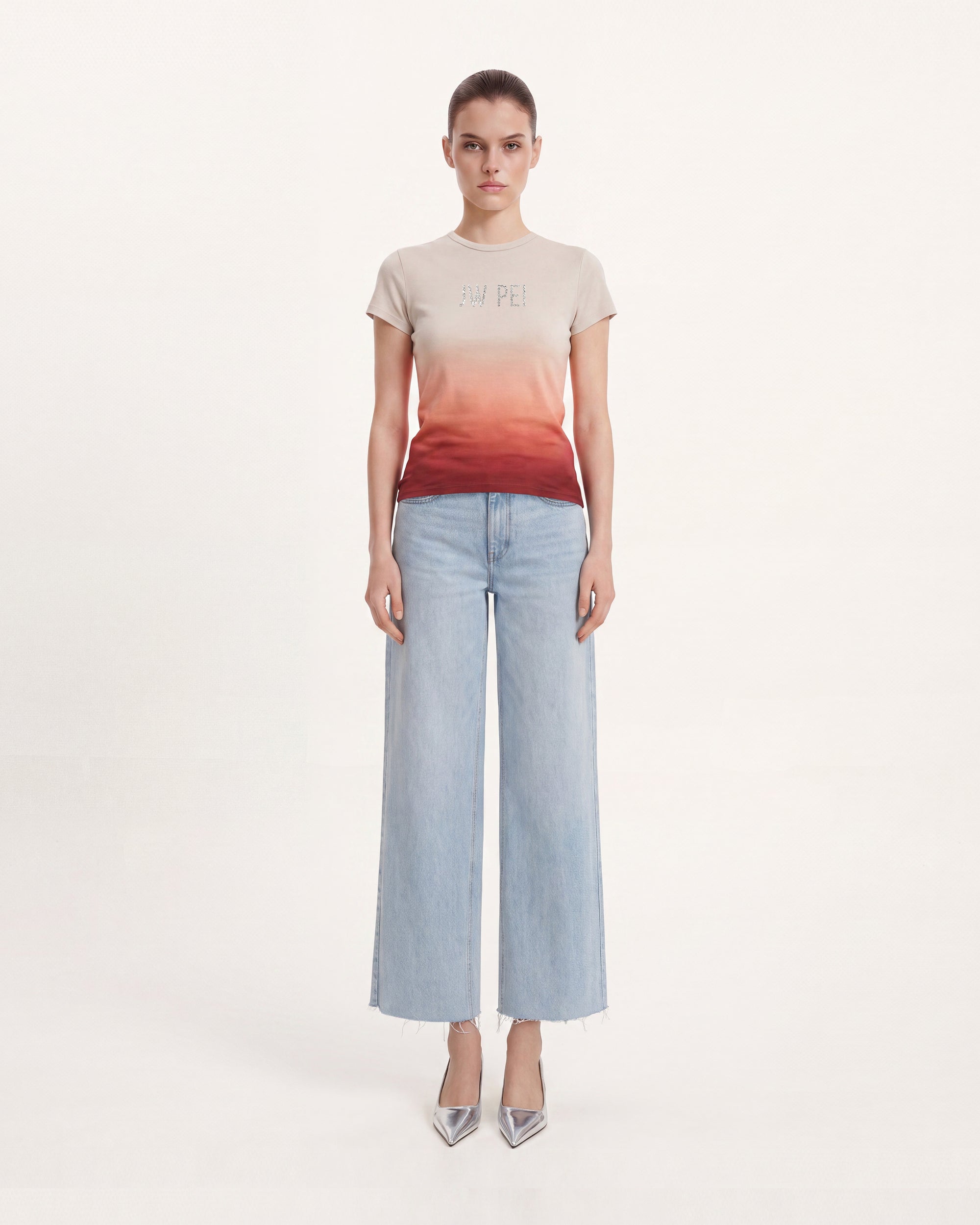 The Luminous Gradient Rhinestone Logo Tee - Mars Mirage