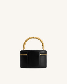 Natalie Metal Geometric Pendant Handle Bag - Black