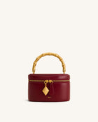 Natalie Metal Geometric Pendant Handle Bag - Burgundy