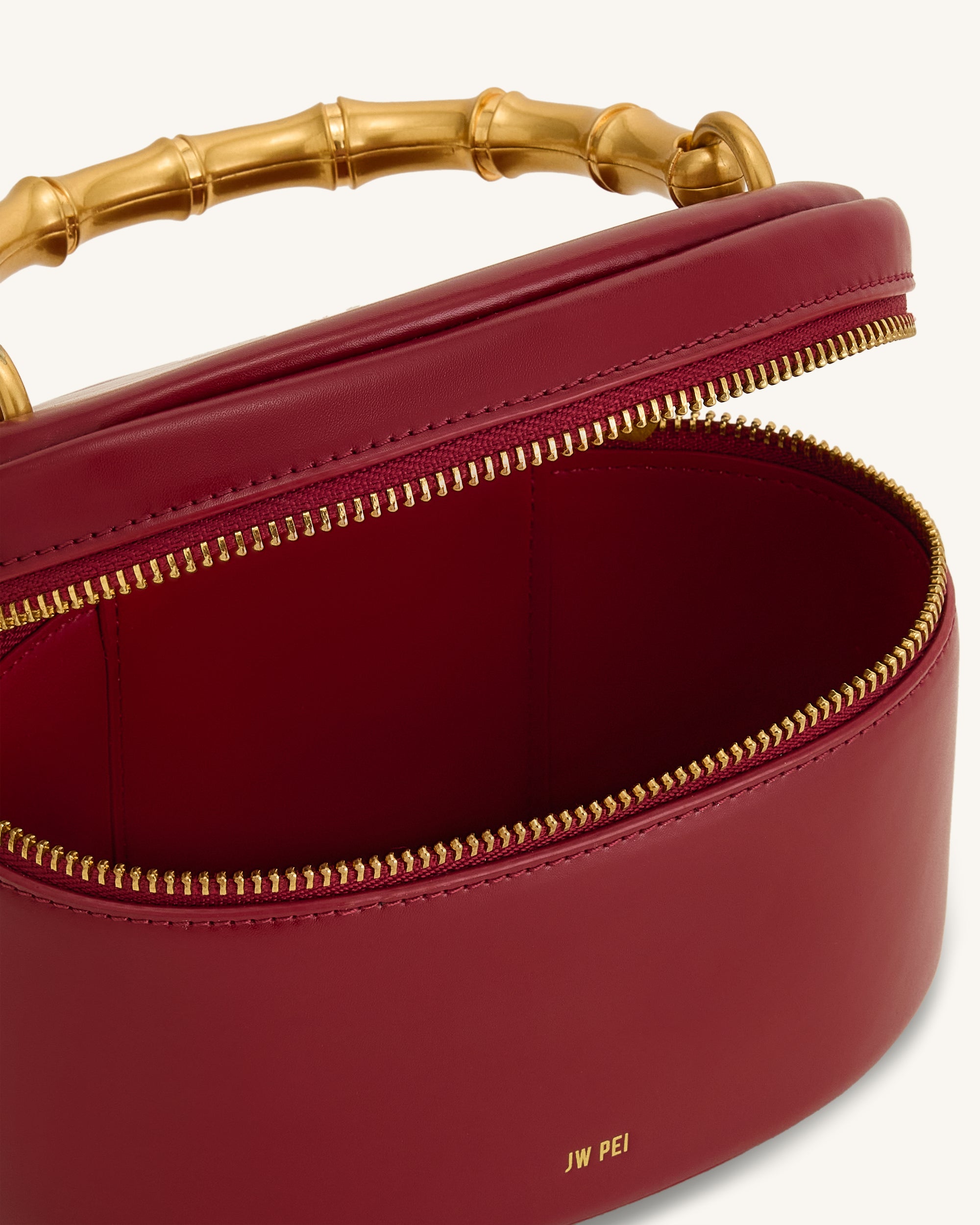Natalie Metal Geometric Pendant Handle Bag - Burgundy